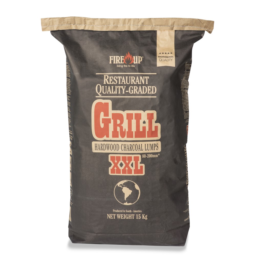Fire-Up Professional GRILL XXL restaurant houtskool 15 kg per zak 80-200 mm. White quebracho.