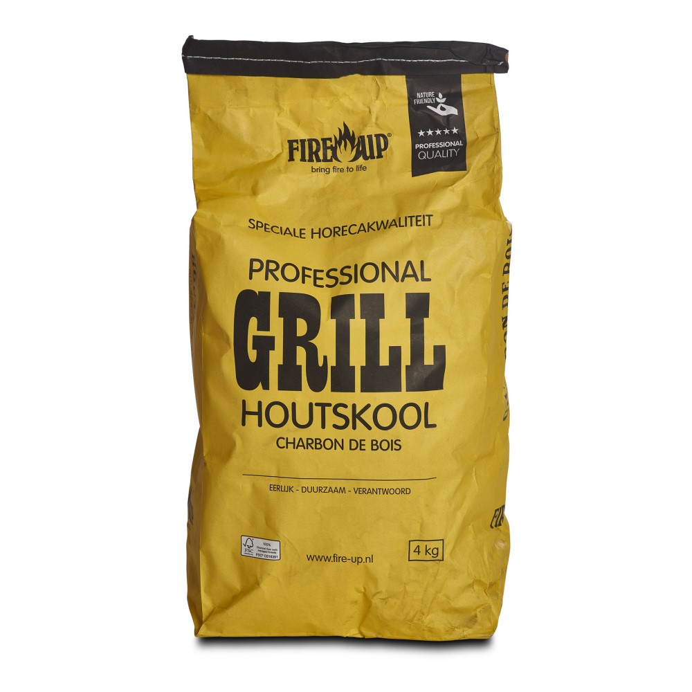 Fire-Up Professional Grill restaurant houtskool 4 kg per zak black wattle-eucalyptus