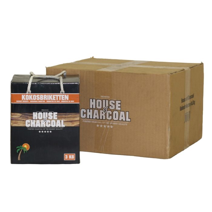 House of Charcoal Premium Kokosbriketten 4x3 kg voordeelverpakking