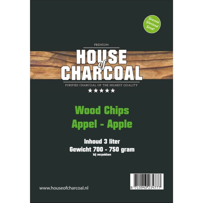 House of Charcoal Rookhout Appel Chips 3 liter (ca. 750 gr)