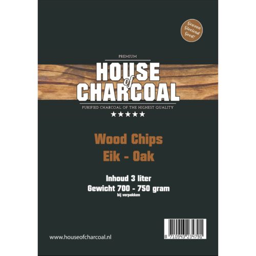 House of Charcoal Rookhout Eik Chips 3 liter (ca. 750 gr)